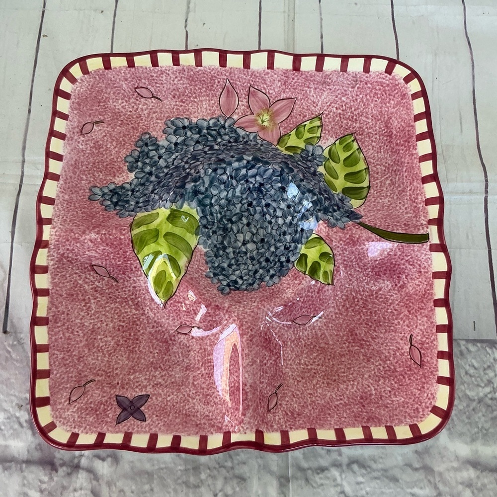 Vintage Gates Ware /Hydrangea By Laurie Gates Platter Serving Tray